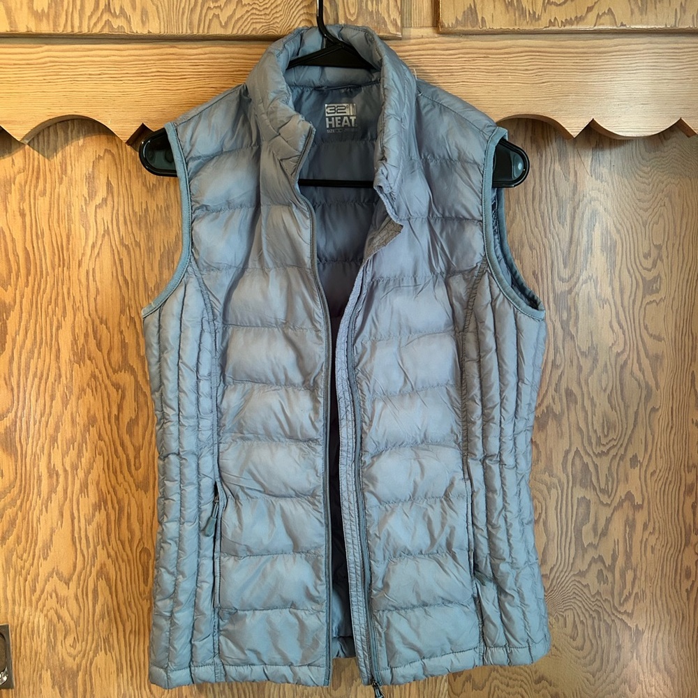 blue puffer vest